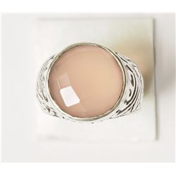 #15-STERLING SILVER ROSE QUARTZ RING