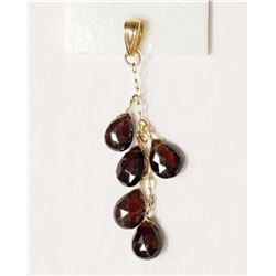 #23-14KT YELLOW GOLD GARNET PENDANT