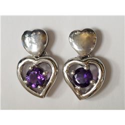 #24-STERLING SILVER AMETHYST HEART SHAPED