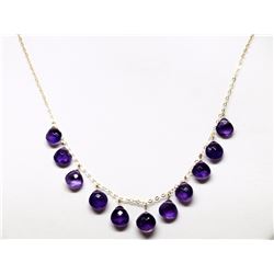 #33-10KT YELLOW GOLD AMETHYST NECKLACE