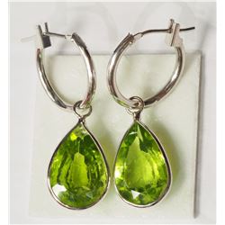 #47-14KT WHITE GOLD PERIDOT(8.20CT)HOOP