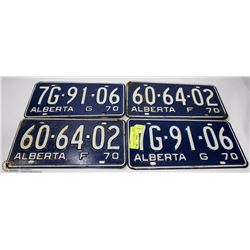 LOT OF 4 ALBERTA 1970 LICENSE PLATES