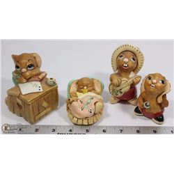 LOT OF 4 PENDELFIN FIGURINES INCL TEDDY. ROCKY,