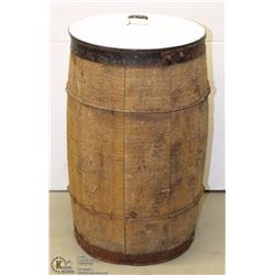 VINTAGE STANDARD WIRE NAILS WOOD BARREL