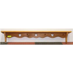 WOOD COAT HANGER WITH SHELF 4' LONG