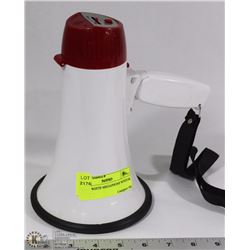 RED & WHITE MEGAPHONE W/SPEAK & OLE
