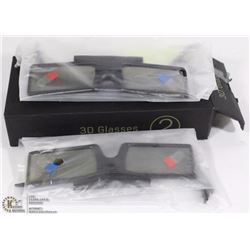 SET OF 2 NEW 3D GLASSES, W/BATTERIES