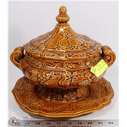OLD VINTAGE SOUP TOUREEN WITH PLATTER