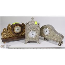 GROUP OF 3 MANTLE CLOCKS