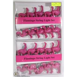 LOT OF 2 SETS OF PINK FLAMINGO PATIO LIGHTS