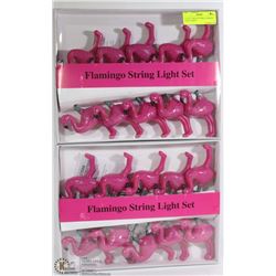 LOT OF 2 SETS OF PINK FLAMINGO PATIO LIGHTS