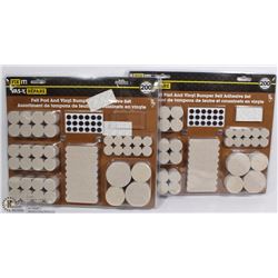 TWO PACKS OF 200PC FELT PAD AND VINYL BUMPER SELF