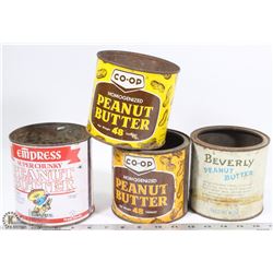 FLAT OF 4 VINTAGE PEANUT BUTTER TINS