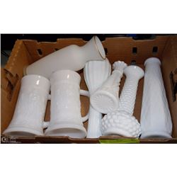 FLAT OF ASSORTED MILK GLASS