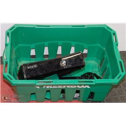 PLASTIC TOTE WITH XBOX 360 CONSOLE