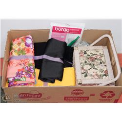LARGE BOX W/A BASKET FULL OF SEWING