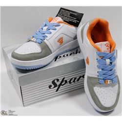 LEATHER UPPER LIGHT GREY/WHITE/ORANGE RUNNERS 6.5