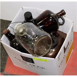 BOX OF VINTAGE BOTTLES  DIFFERENT STYLES AND SIZES