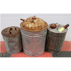3 ANTIQUE GAS CANS