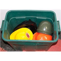 LARGE TOTE W/ MANY HATS FOR KIDS, ARMY, FIREMAN