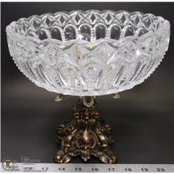 VINTAGE BRASS BASE FRUIT BOWL