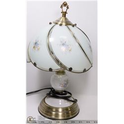 VINTAGE MILK GLASS TOUCH DIM SHADE TABLE LAMP