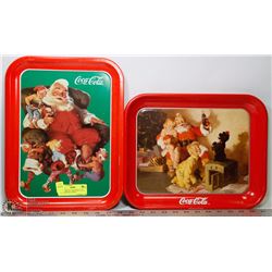 SET OF METAL CHRISTMAS COCA COLA SERVING TRAYS