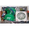 Image 1 : SASK ROUGHRIDERS NEW CLOCK +2 WORK HELMETS+FLAG