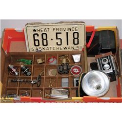 LOT OF LICENSE PLATES,VINTAGE PENCIL SHARPENERS +