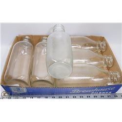 SIX VINTAGE MILK GLASS BOTTLES