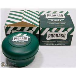 TWO CONTAINERS OF PRORASO SHAVING SOAP IN A BOWL