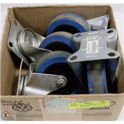 LOT OF 4 DOLLY WHEELS 4", TWO ARE SWIVEL AND 2