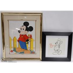 LOT OF 2 MICKEY MOUSE FRAMED PICTURES