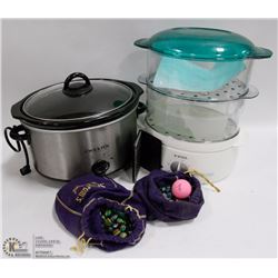 T-FAL STEAMER SOLD WITH MARBLES, CALCULATOR, AND