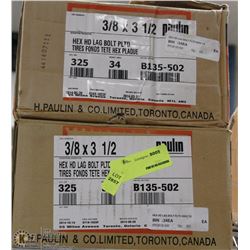 2 BOXES OF HEX 3/8"X3-1/2" BOLTS