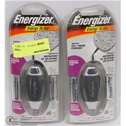 LOT OF 2 ENERGIZER INSTANT CELLPHONE CHARGERS