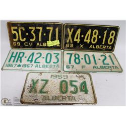 BUNDLE OF 5 VINTAGE  ASST LICENSE PLATES