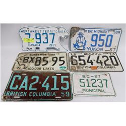 BUNDLE OF 5 VINTAGE  ASST LICENSE PLATES