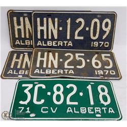 BUNDLE OF 5 VINTAGE  ASST LICENSE PLATES