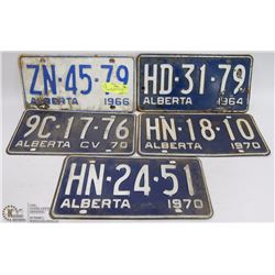 BUNDLE OF 5 VINTAGE  ASST LICENSE PLATES