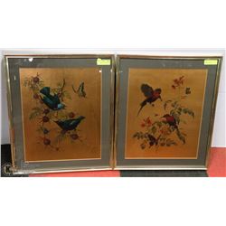 PAIR OF GOLD FOILED BIRD FRAMED ARTWORK