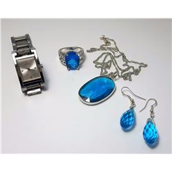 #13 - BLUE TOURMALINE/`TOPAZ SUITE OF JEWELRY