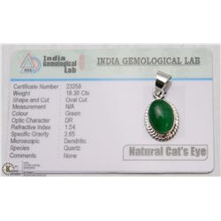 #2-NATURAL CAT'S EYE SILVER PENDANT 18.30CT