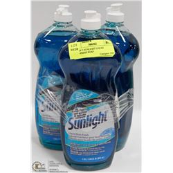 LOT OF 3 SUNLIGHT LIQUID DISH-FRESH SOAP