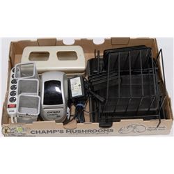 FLAT OF OFFICE ORGANIZERS, DYMO LABELER,  POWER
