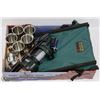 Image 1 : LOT OF FISHING ITEMS, INCLUDES 2 PORTABLE SEATS