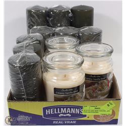 FLAT OF ASST NEW CANDLES INCL CUPCAKE SCENTED
