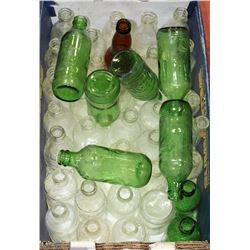 LARGE BOX WITH ASSORTED VINTAGE POP BOTTLES