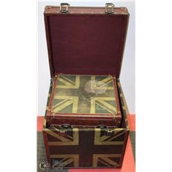 PAIR OF BRITISH FLAG SQUARE TRUNKS