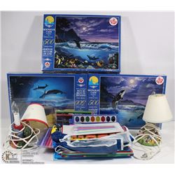 BOX OF ASSORTED ITEMS INCL 3 NEW 500PC PUZZLES